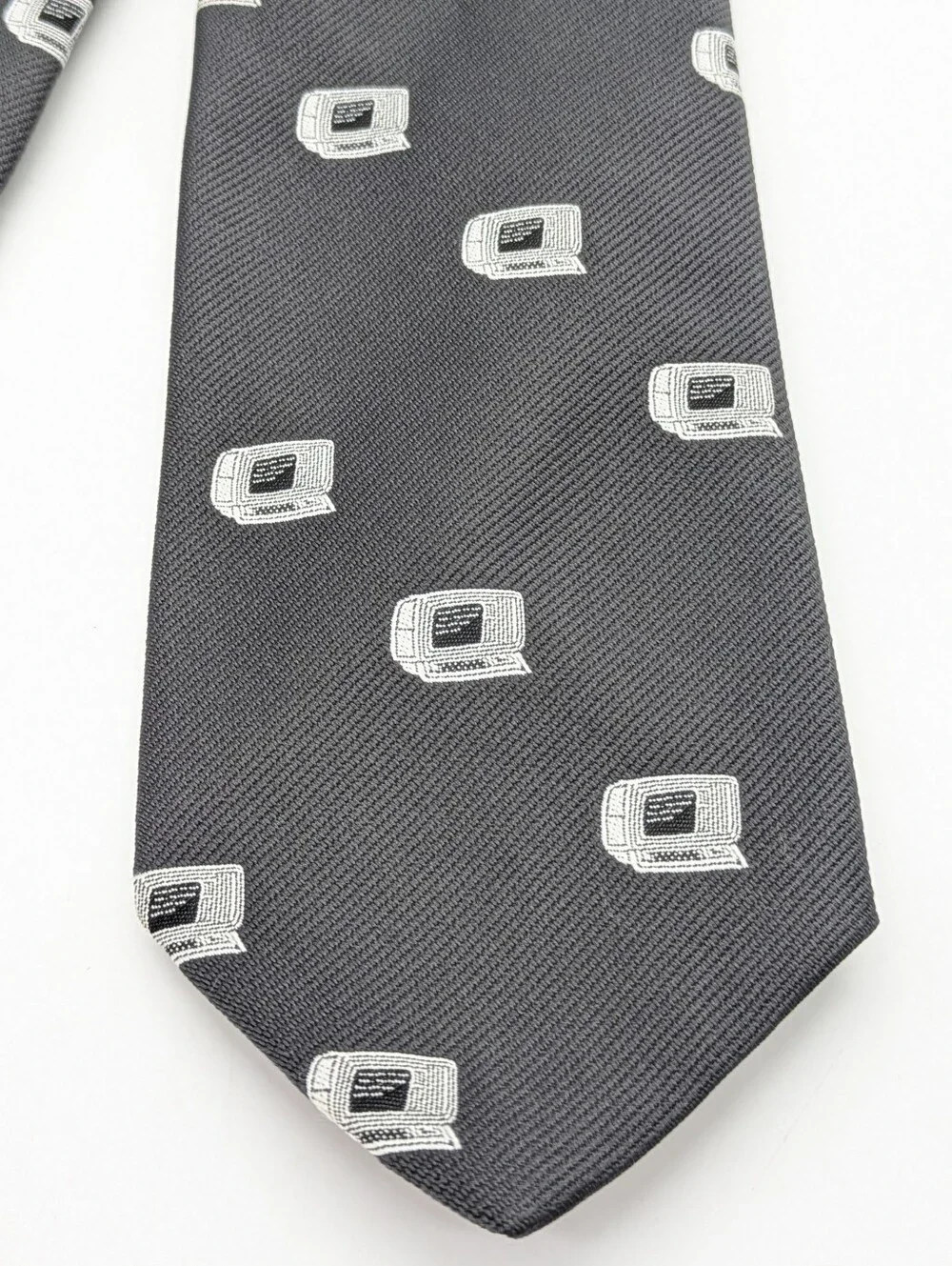 Grey White Vintage PC Computer Novelty Tie